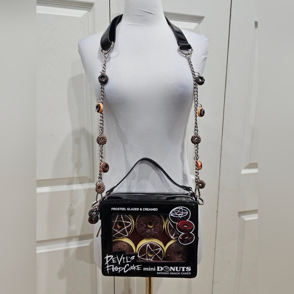 Unique Goth Pentagram Pentacle Devil's Food Cake Black Mini Donut Box Bag Purse